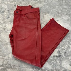 Custom made red leather pants